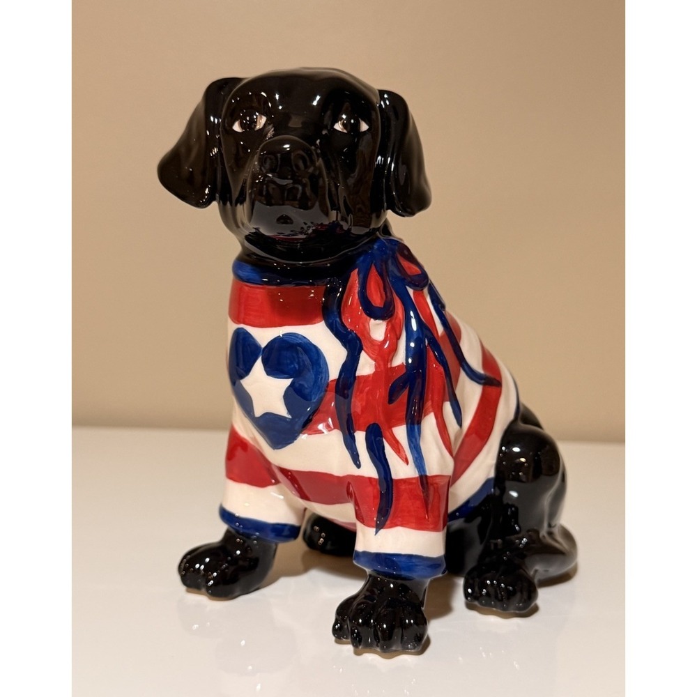 Blue Sky Clayworks Patriotic 7" Black Lab Puppy Dog July 4th NEW Auth Retailer